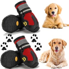 img 4 attached to Ace Row Dog Boots: Anti-Slip, Waterproof & Reflective Shoes for Dogs - Protective & Comfortable Winter Boots for Hot Pavement, Rainy Days - 4PCS/Set