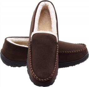 img 4 attached to Plush Men'S Moccasin Slippers With Hard Soles For Indoor And Outdoor Wear – Lulex