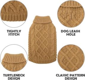 img 1 attached to Mihachi Turtleneck Dog Sweater: Classic Cable Knit Winter Coat for Cold Weather with Leash Hole - Perfect New Year's Gift for your Pet