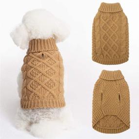 img 4 attached to Mihachi Turtleneck Dog Sweater: Classic Cable Knit Winter Coat for Cold Weather with Leash Hole - Perfect New Year's Gift for your Pet