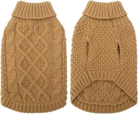 img 2 attached to Mihachi Turtleneck Dog Sweater: Classic Cable Knit Winter Coat for Cold Weather with Leash Hole - Perfect New Year's Gift for your Pet