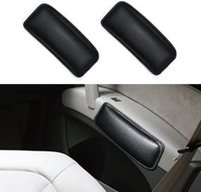 img 4 attached to 🚗 OYOCAM Car Armrest Pads (2 Pcs) - Soft Leather Center Console Knee Leg Elbow Cushion Pad for Car Accessories - Knee Cushion Armrest Leather Cushion (Black)