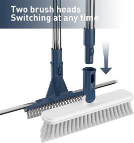 img 1 attached to 🧹 Versatile Floor Squeegee Scrubber with Grout Brush - 13.8” Broom for Floor, Glass, Garage, Window, Shower Floor Scrubber - Stainless Steel Handle up to 55'' - Efficient Cleaning Solution