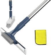 🧹 versatile floor squeegee scrubber with grout brush - 13.8” broom for floor, glass, garage, window, shower floor scrubber - stainless steel handle up to 55'' - efficient cleaning solution logo