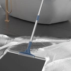 img 2 attached to 🧹 Versatile Floor Squeegee Scrubber with Grout Brush - 13.8” Broom for Floor, Glass, Garage, Window, Shower Floor Scrubber - Stainless Steel Handle up to 55'' - Efficient Cleaning Solution