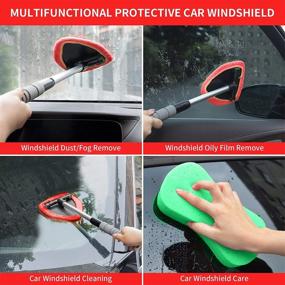 img 1 attached to 🧽 XINDELL Windshield Cleaner Kit - Efficient Car Window Cleaning Tool with Extendable Handle and Reusable Microfiber Cloth - Perfect for Auto Interior and Exterior Glass Wiping (Extendable)