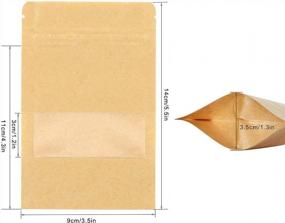 img 2 attached to SumDirect Kraft Zip Lock Stand Up Food Bags - упаковка из 50 штук с многоразовыми пакетами, выемкой и матовым окошком для безопасного хранения продуктов