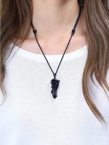 img 2 attached to Стильное ожерелье с подвеской из черного обсидиана от COAI Wing: идеально подходит для любителей моды