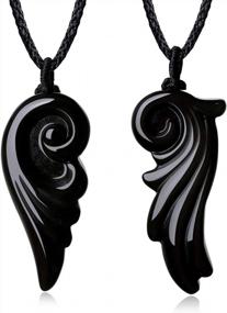 img 4 attached to Stylish Black Obsidian Stone Pendant Necklace By COAI Wing: Perfect For Fashion Lovers