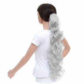 img 2 attached to 24-Inch Synthetic Messy Curls Claw Clip Ponytail Hair Extension For Women - Silver Gray Color With Drawstring And Jaw Clip For Easy Installation - SWACC