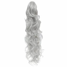 img 1 attached to 24-Inch Synthetic Messy Curls Claw Clip Ponytail Hair Extension For Women - Silver Gray Color With Drawstring And Jaw Clip For Easy Installation - SWACC