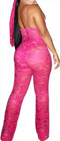 img 1 attached to Женские кружевные длинные брюки с цветочным принтом, комбинезон, комбинезон: сексуальный клубный образ без рукавов на тонких бретелях