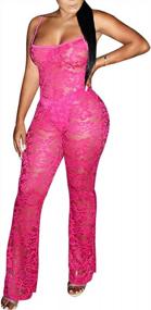 img 2 attached to Women'S Floral Lace Long Pants Jumpsuit Rompers: Sexy Sleeveless Spaghetti Strap Clubwear Look
