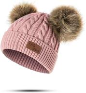 теплая и стильная шерстяная шапка для малышей с двойными помпонами - идеально подходит для зимы - подходит для детей от 0 до 3 лет логотип
