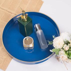 img 3 attached to Modern Navy Blue Round Tray - MAONAME 13 Serving Tray For Coffee Table, Ottoman & Bathroom Decor