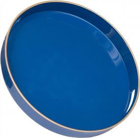img 4 attached to Modern Navy Blue Round Tray - MAONAME 13 Serving Tray For Coffee Table, Ottoman & Bathroom Decor