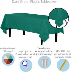 img 3 attached to Dark Green Rectangle Table Cover - 12-Pack Premium Plastic Tablecloth 54In. X 108In. For Enhanced SEO