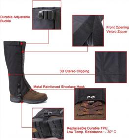 img 2 attached to Waterproof And Breathable High Leg Gaiters For Hiking, Skiing, Snow Climbing, And Hunting – Vinqliq Men'S And Women'S Gaiters (Black, Large)
