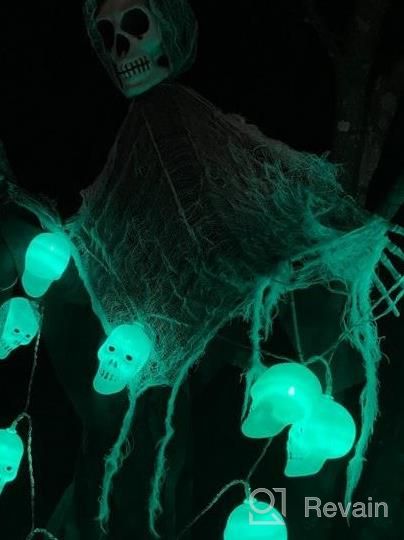 img 1 attached to Green 16.4Ft Waterproof Halloween Skull String Lights - ILLUMINEW 30 LED Battery Operated Fairy Lights With Remote And 8 Modes, Perfect Decoration For Outdoor And Indoor Parties review by David Schweigert