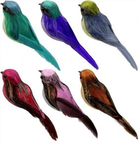 img 4 attached to 6Pcs 12Cm/4.72Inch Artificial Foam Bird Feather Sparrow Ornaments With Claws For DIY Wedding Decoration Crafts