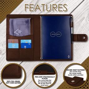 img 3 attached to Premium Leather Folio Cover For Rocketbook Everlast & More – A5 Size Portfolio Organizer With Pen Loop And Multiple Pockets In Elegant Brown