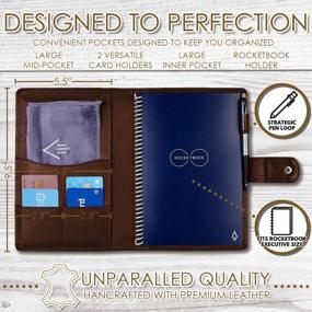 img 1 attached to Premium Leather Folio Cover For Rocketbook Everlast & More – A5 Size Portfolio Organizer With Pen Loop And Multiple Pockets In Elegant Brown
