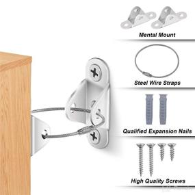 img 1 attached to 🪑 JENHOME Furniture Anchors for Baby Proofing (6 Pack) - Secure 400 Pound Falling Furniture, Earthquake Straps for Child and Pet Safety - Metal Anti-Tip Device - Prevention Against Tipping Hazards
