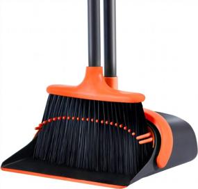 img 4 attached to 52" Long Handle Broom And Dustpan Set For Home, Kitchen, Office - Stand Up Floor Cleaning Set!
