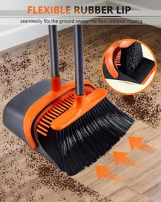 img 1 attached to 52" Long Handle Broom And Dustpan Set For Home, Kitchen, Office - Stand Up Floor Cleaning Set!