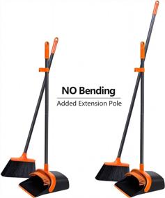 img 2 attached to 52" Long Handle Broom And Dustpan Set For Home, Kitchen, Office - Stand Up Floor Cleaning Set!
