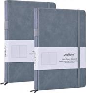 2 pack joynote hardcover notebook - premium thick paper faux leather writing journal w/ pen loop, 96 sheets/192 pages & 2 plan stickers gifts - 5.75 x 8.25 inches gray logo