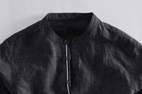 img 1 attached to Stylish And Comfortable: Taoliyuan Mens Linen Long Sleeve Button Down Shirts With Mandarin Collar