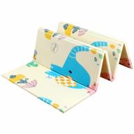 foldable waterproof non-slip & non-toxic crawling mat for kids - kakiblin baby play mat 79”x59”x0.4” elephant logo