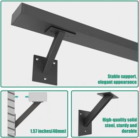 img 3 attached to AMSOOM Heavy Duty Steel Stair Handrail Kit For Indoor And Outdoor Use - Wall Mounted Stairway Railing With Armrest And Stair Brackets - Available In Multiple Lengths (10 Feet, Black)