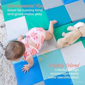 img 2 attached to 🧸 Softzone Patchwork Toddler Foam Play Mat - 58-Inch Square, Colorful Baby Play Mat, Ideal for Tummy Time, School, Daycare, and Home Use - Padded Rug with Contemporary Design