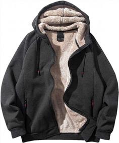 img 4 attached to Men'S Winter Sherpa Fleece Hooded Sweatshirt | Duyang Full Zip Up Outwear
