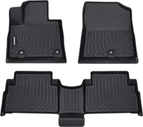 img 4 attached to Premium Custom Fit All Weather Floor Mats for 2021-2022 Hyundai Santa Fe Hybrid - Front & Rear Set by JDMON in Black