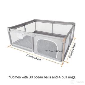 img 3 attached to 👶 71'' x 59'' Large Baby Playpen with 30 Balls - Sturdy Baby Fence for Indoor & Outdoor Play - Ideal Mesh Play Yard for Toddlers