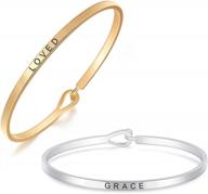 engraved thin cuff bangle hook bracelet set with inspirational messages for a meaningful gift by sloong logo
