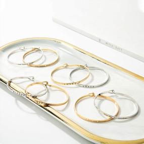 img 2 attached to Engraved Thin Cuff Bangle Hook Bracelet Set With Inspirational Messages For A Meaningful Gift By Sloong