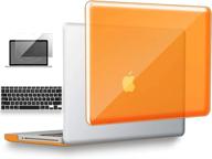ueswill 3in1 жесткий чехол для macbook pro 15 дюймов a1286 + крышка клавиатуры и защита экрана - оранжевый глянцевый кристально чистый логотип