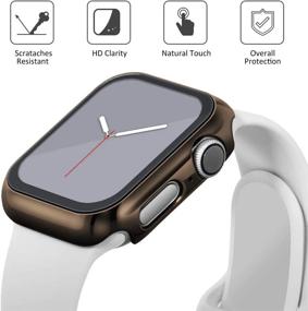 img 3 attached to Surace 44Mm Case Compatible With Apple Watch Case, Overall Protective Cover Tempered Glass Screen Protector Hard PC Case Replacement For Apple Watch Series 6 Series 5 Series 4 44Mm, Dark Gold