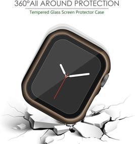 img 2 attached to Surace 44Mm Case Compatible With Apple Watch Case, Overall Protective Cover Tempered Glass Screen Protector Hard PC Case Replacement For Apple Watch Series 6 Series 5 Series 4 44Mm, Dark Gold