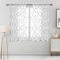 52x54 дюймов серые марокканские вышитые прозрачные шторы - искусственный лен геометрический шпалерный стержень карманные оконные шторы панели для спальни и гостиной, набор из 2 логотип