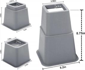 img 3 attached to Oakias Bed Risers Grey – Bulk Pack Of 36 Sets – Adjustable Furniture Risers From 3, 5 Up To 8 Inches – Heavy Duty (Supports Up To 1300 Lbs.)