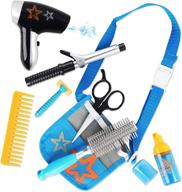 transform your kid's playtime with the deao stylist hairdresser barber salon role play set - featuring hairdryer, curling iron, belt and styling accessories! logo
