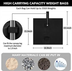 img 2 attached to Secure Your Outdoor Shelter With Coindivi'S Heavy Duty Canopy Weights - Set Of 4 Black Sand Bags, 132LBS, Adjustable Velcro Design, Windproof For Gazebo, Patio Furniture