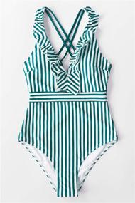 img 1 attached to CUPSHE Womens Stripe Ruffled Swimsuit Women's Clothing ~ Swimsuits & Cover Ups