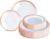 🎄 supernal 120pcs christmas plates: elegant rose gold plastic dinner & salad plates set logo