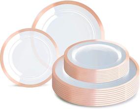 img 4 attached to 🎄 Supernal 120pcs Christmas Plates: Elegant Rose Gold Plastic Dinner & Salad Plates Set